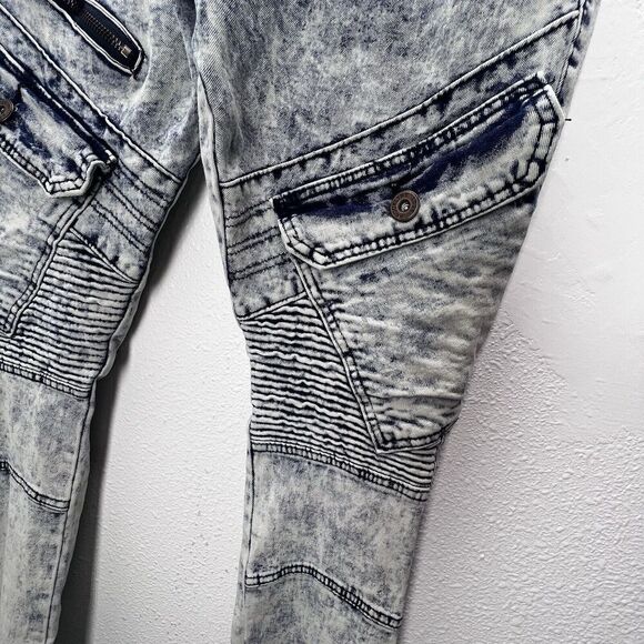 Brooklyns Best Stretch Mens Size 34x32 Skinny Blue Acid Wash Denim Jeans - Picture 8 of 9